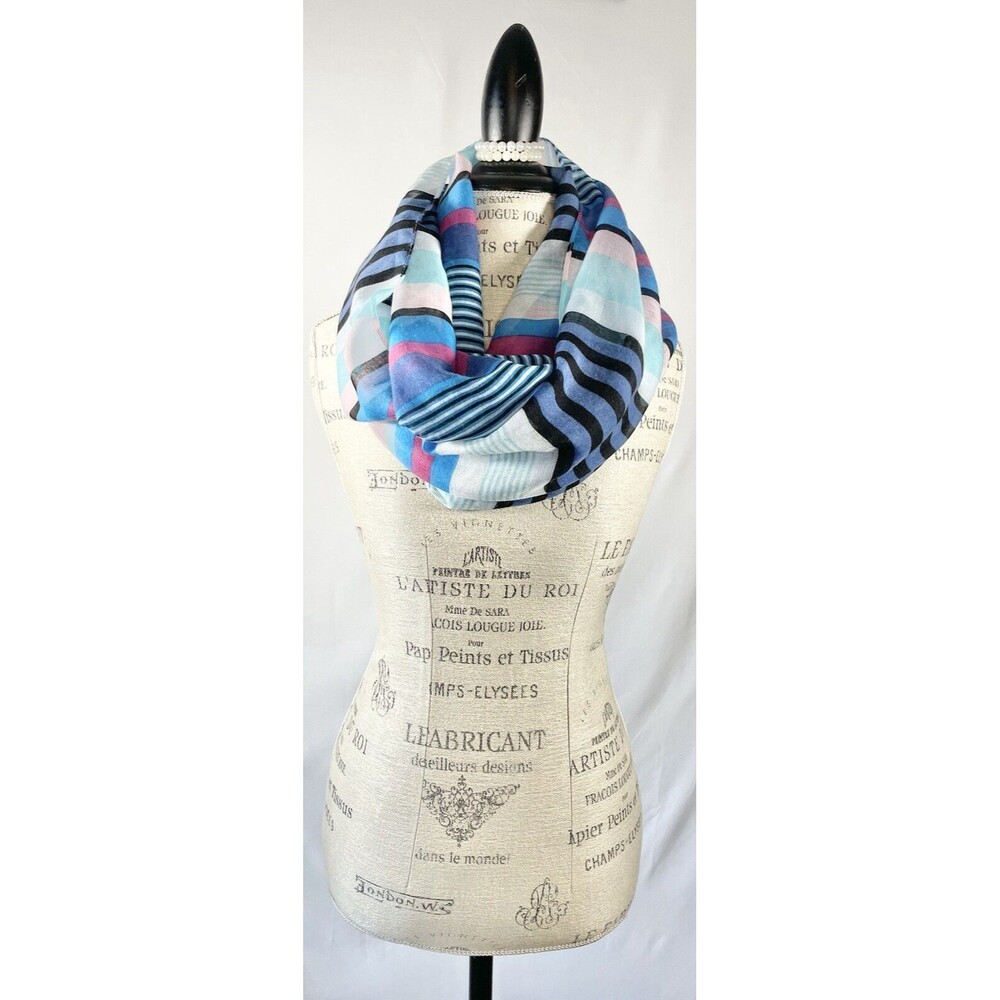 Nautical Strip Infinity Scarf Wide Circle Loop Soft Multi Color Lightweight Long
